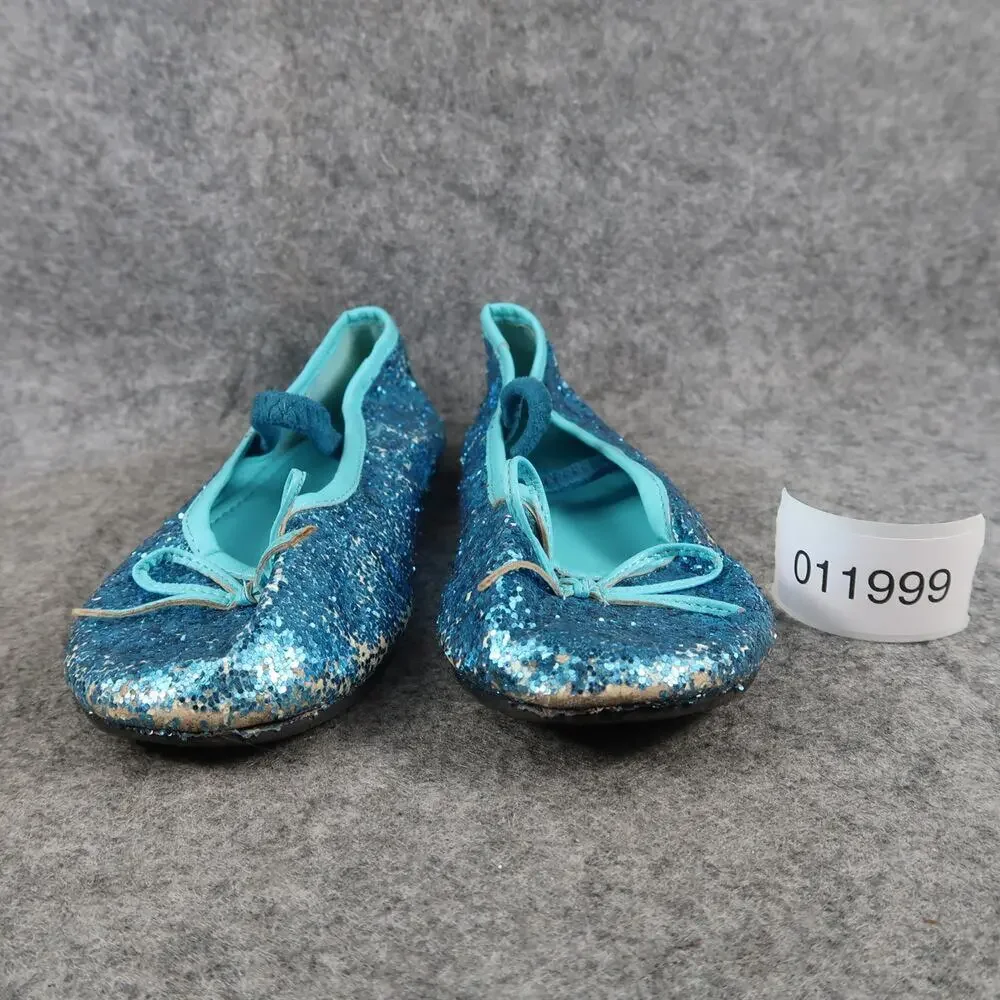 Chasing Fireflies Shoes Kids 2 Ballet Flats Elastic Strap Slip On Blue Glitter